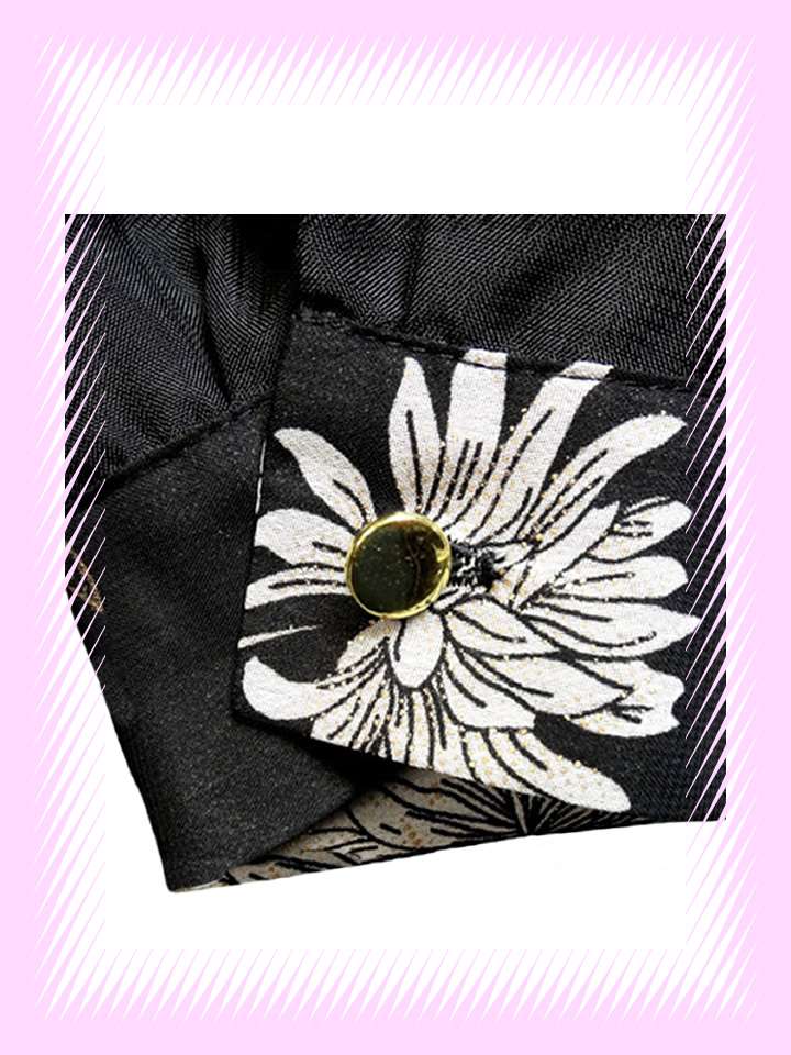 Metallic Coupe Gold Colour Flower Print Black Chiffon Shirt - Image 4