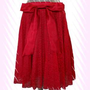 Lace Vintage Red Long Swing Skirt