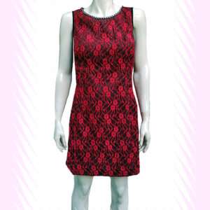 Sleeveless Red ? Black Lace Dress