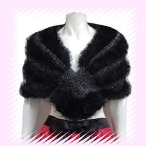 Unique Knit Shawl ~ Faux Fur ~ Black Colour ~