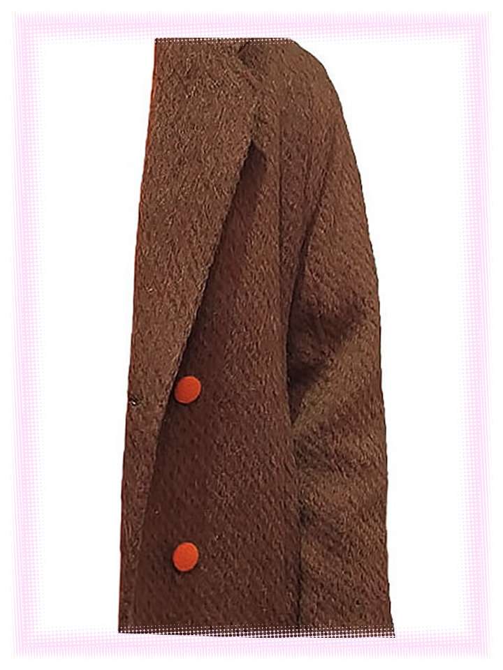 Alpaca Unique Brown Wool Coat - Image 8