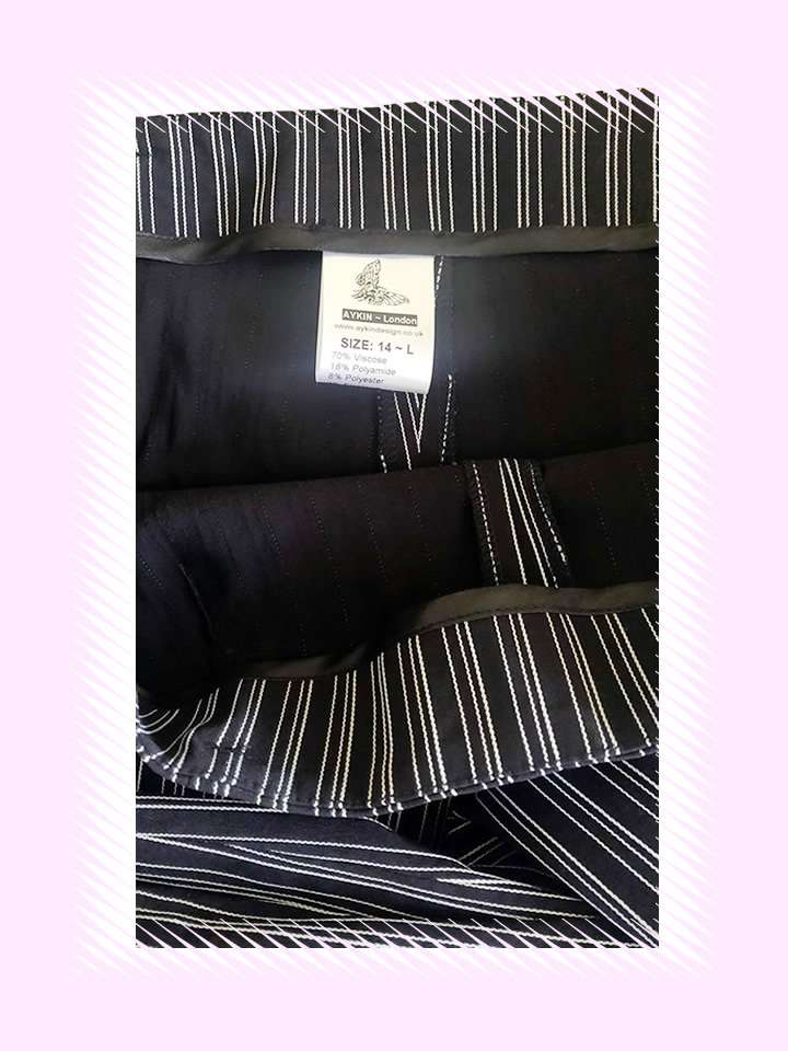 Black White Vertical Stripe Stretch Trousers - Image 4