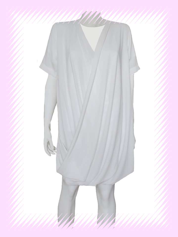 White Chiffon Loose V-Neck Dress