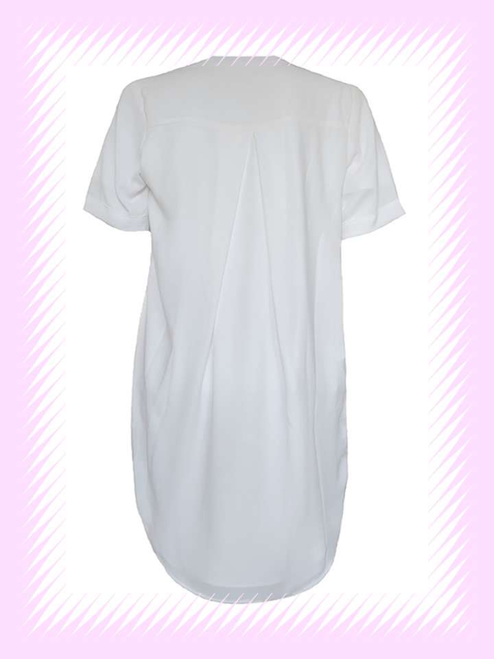 White Chiffon Loose V-Neck Dress - Image 5