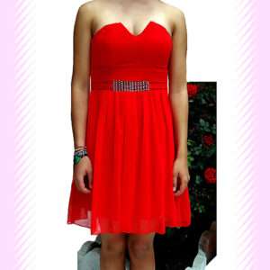 RED CARPET RHINESTONE CHIFFON DRESS