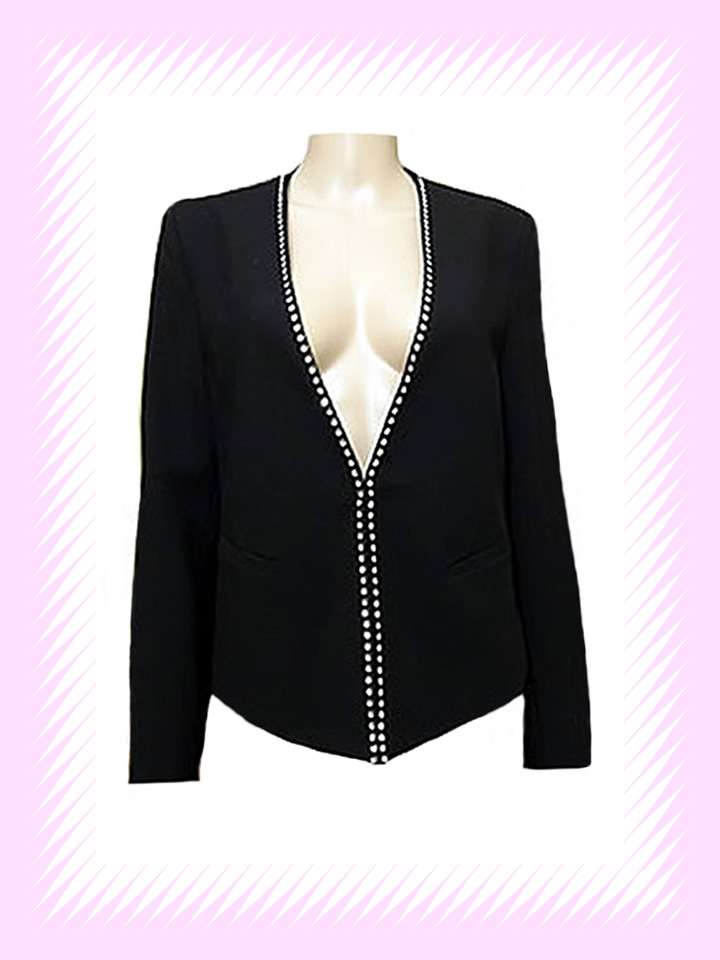BLACK RHINESTONE DIAMOND JACKET - Image 2