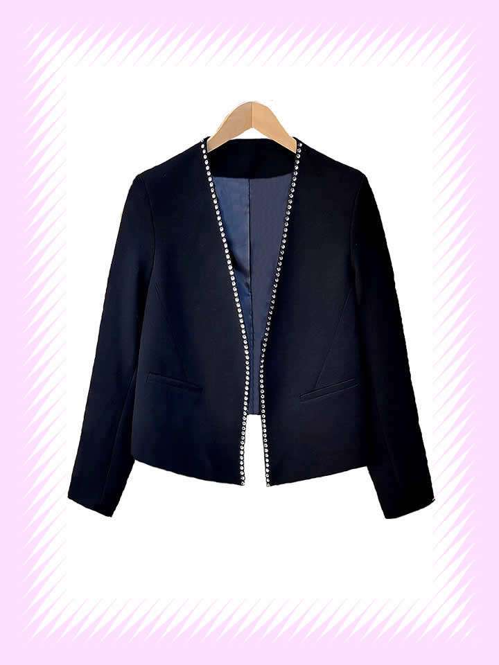 BLACK RHINESTONE DIAMOND JACKET