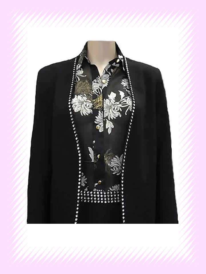BLACK RHINESTONE DIAMOND JACKET - Image 4