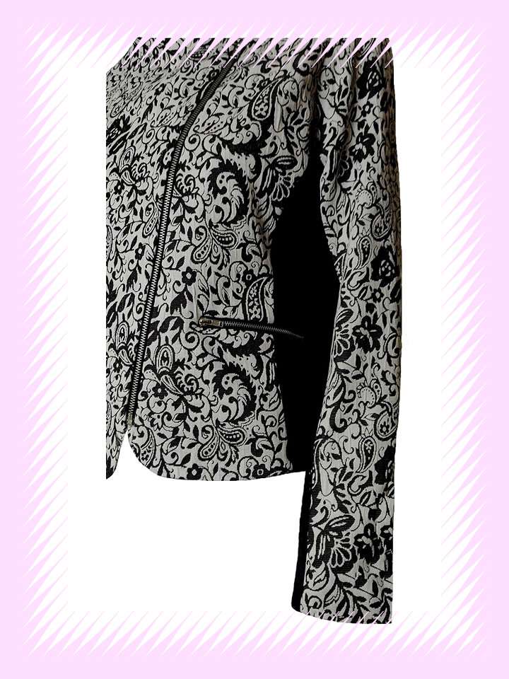 BLACK WHITE JACQUARD WEAVING FABRIC JACKET - Image 8