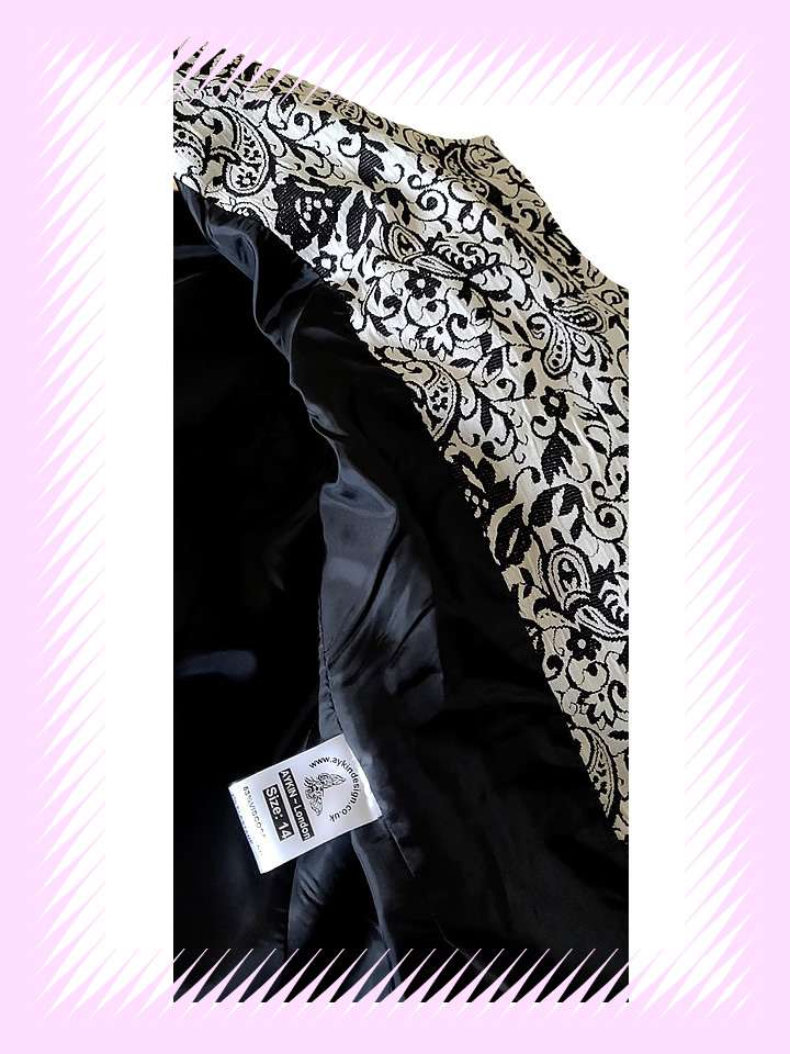 BLACK WHITE JACQUARD WEAVING FABRIC JACKET - Image 9